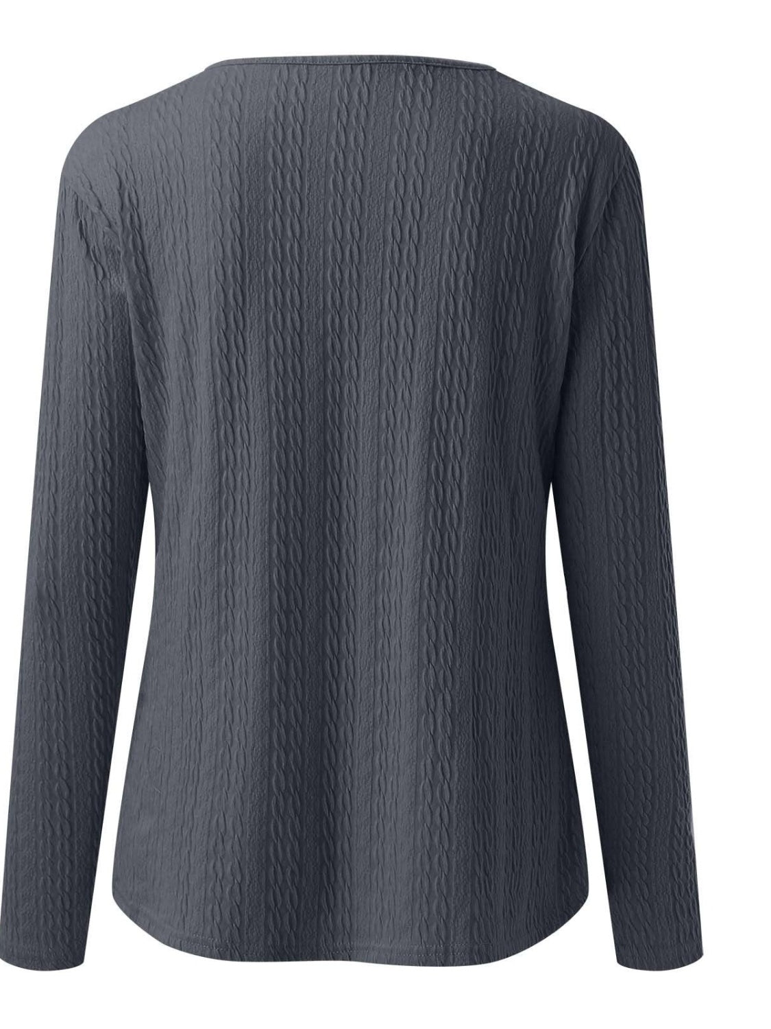 Decorative Button Round Neck Long Sleeve Top-Angel Casuals