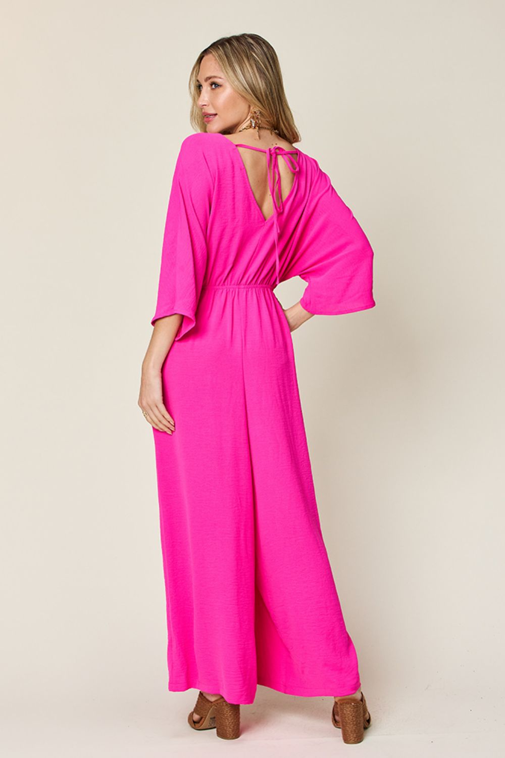 Double Take Full Size Half Sleeve Wide Leg Jumpsuit-Angel Casuals