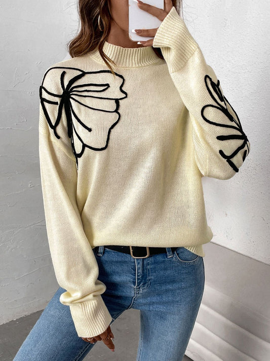 Perfee Mock Neck Dropped Shoulder Long Sleeve Sweater-Angel Casuals