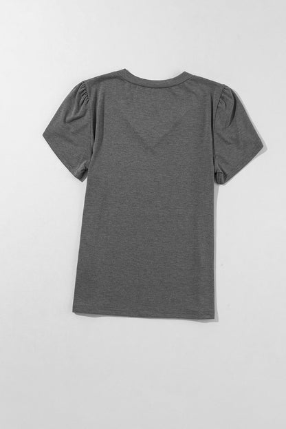 V-Neck Petal Sleeve T-Shirt-Angel Casuals