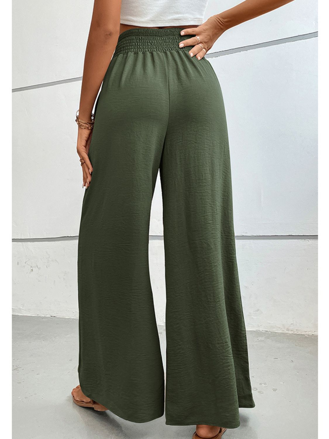 Wide Waistband Relax Fit Long Pants-Angel Casuals