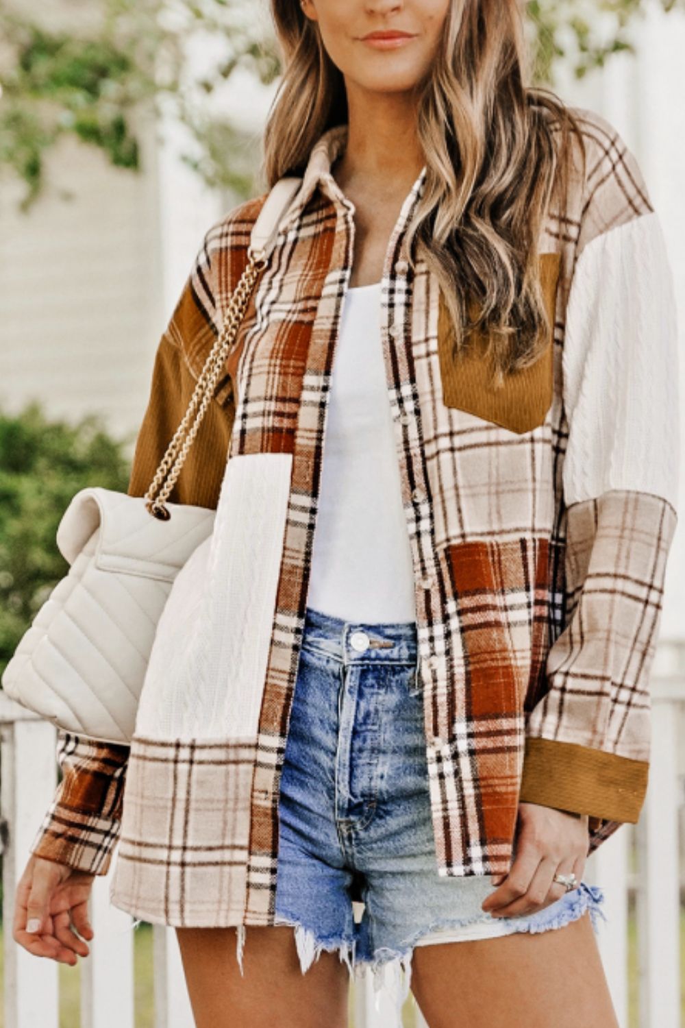 Plaid Button Up Long Sleeve Shacket-Angel Casuals