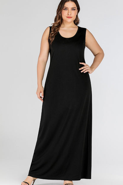 Plus Size Scoop Neck Maxi Tank Dress-Angel Casuals