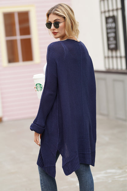 Open Front Long Sleeve Cardigan-Angel Casuals