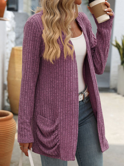 Mandy Open Front Long Sleeve Ribbed Cardigan-Angel Casuals