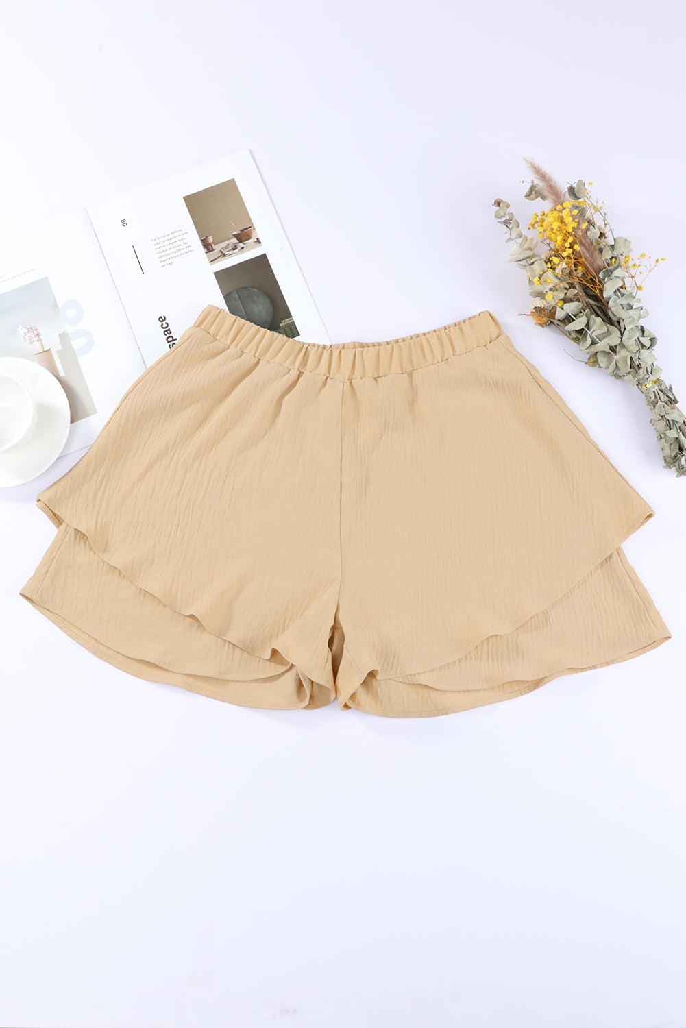 Layered Elastic Waist Shorts-Angel Casuals