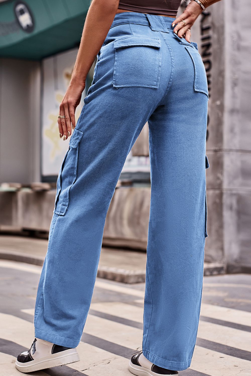 Buttoned High Waist Loose Fit Jeans-Angel Casuals