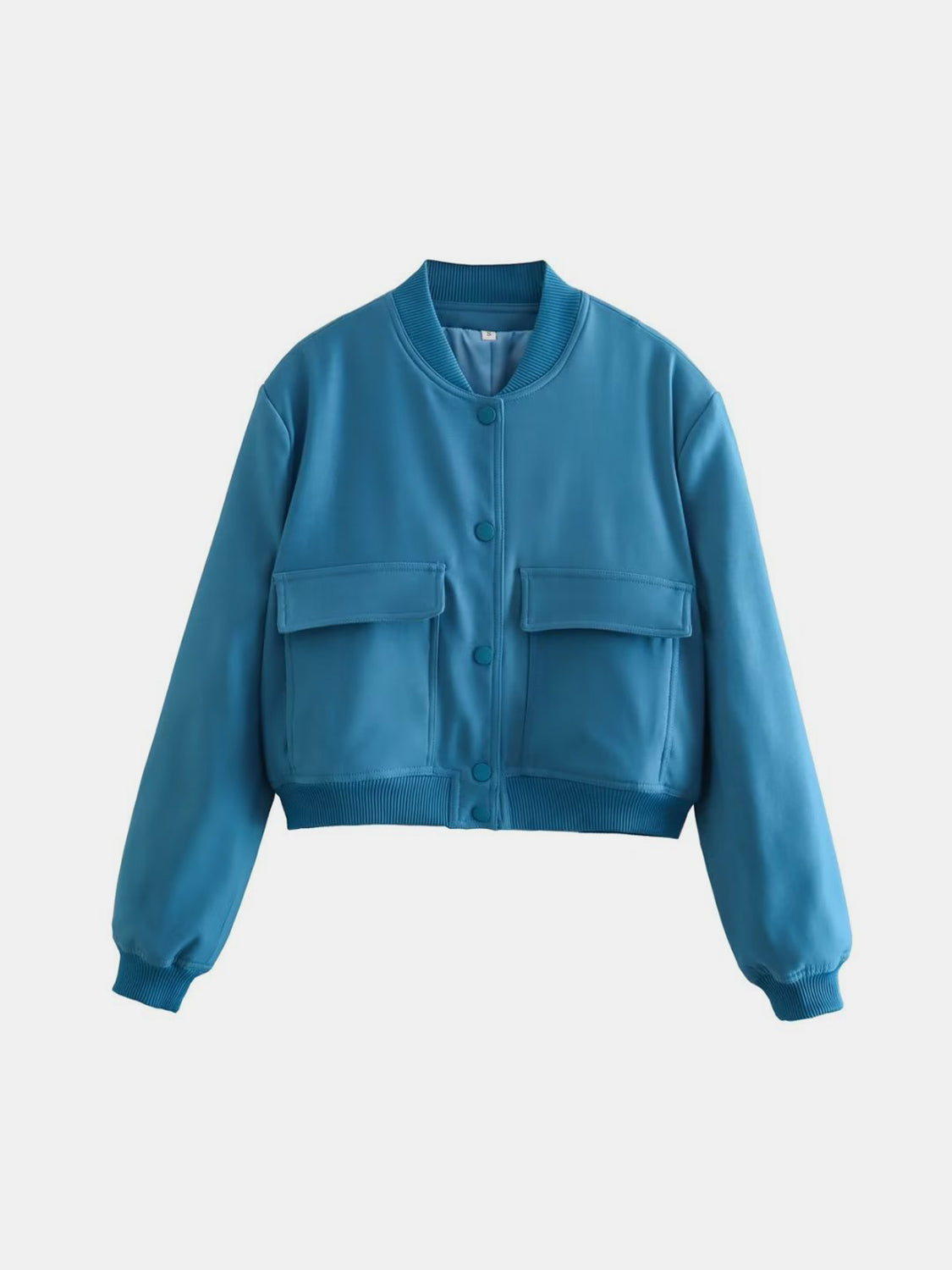 Pocketed Snap Down Baseball Collar Jacket-Angel Casuals