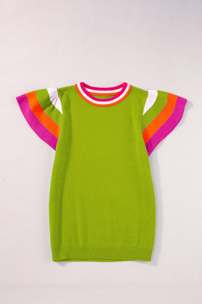 Color Block Round Neck Knit Top-Angel Casuals