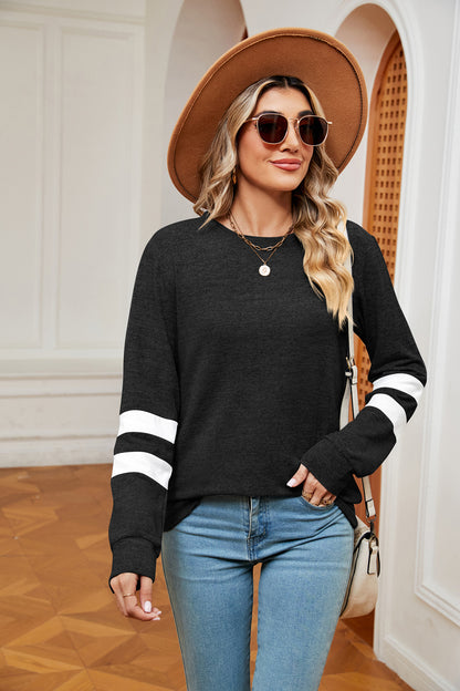 Round Neck Long Sleeve Top-Angel Casuals