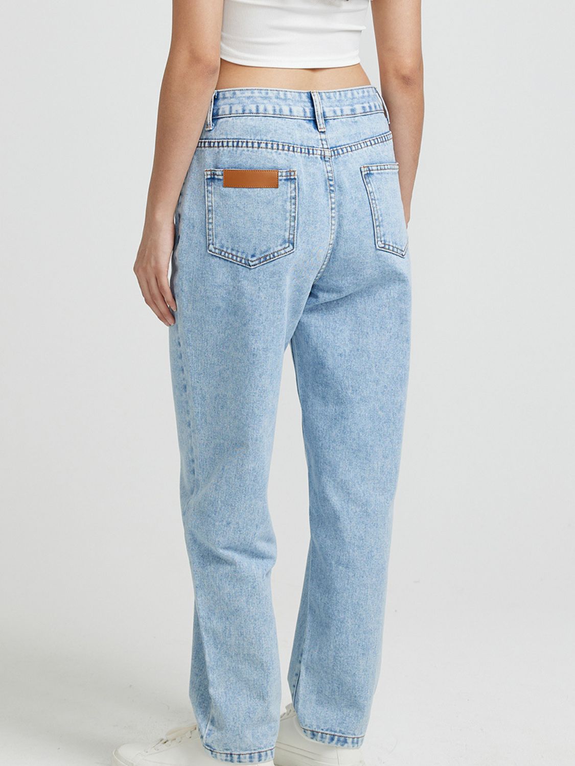 Pocketed Straight Leg Jeans-Angel Casuals