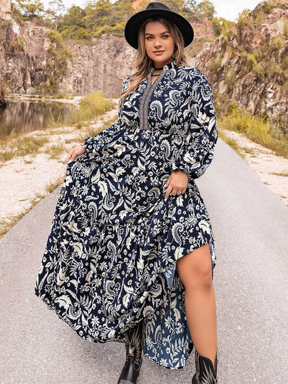 Plus Size Long Sleeve Maxi Dress-Angel Casuals