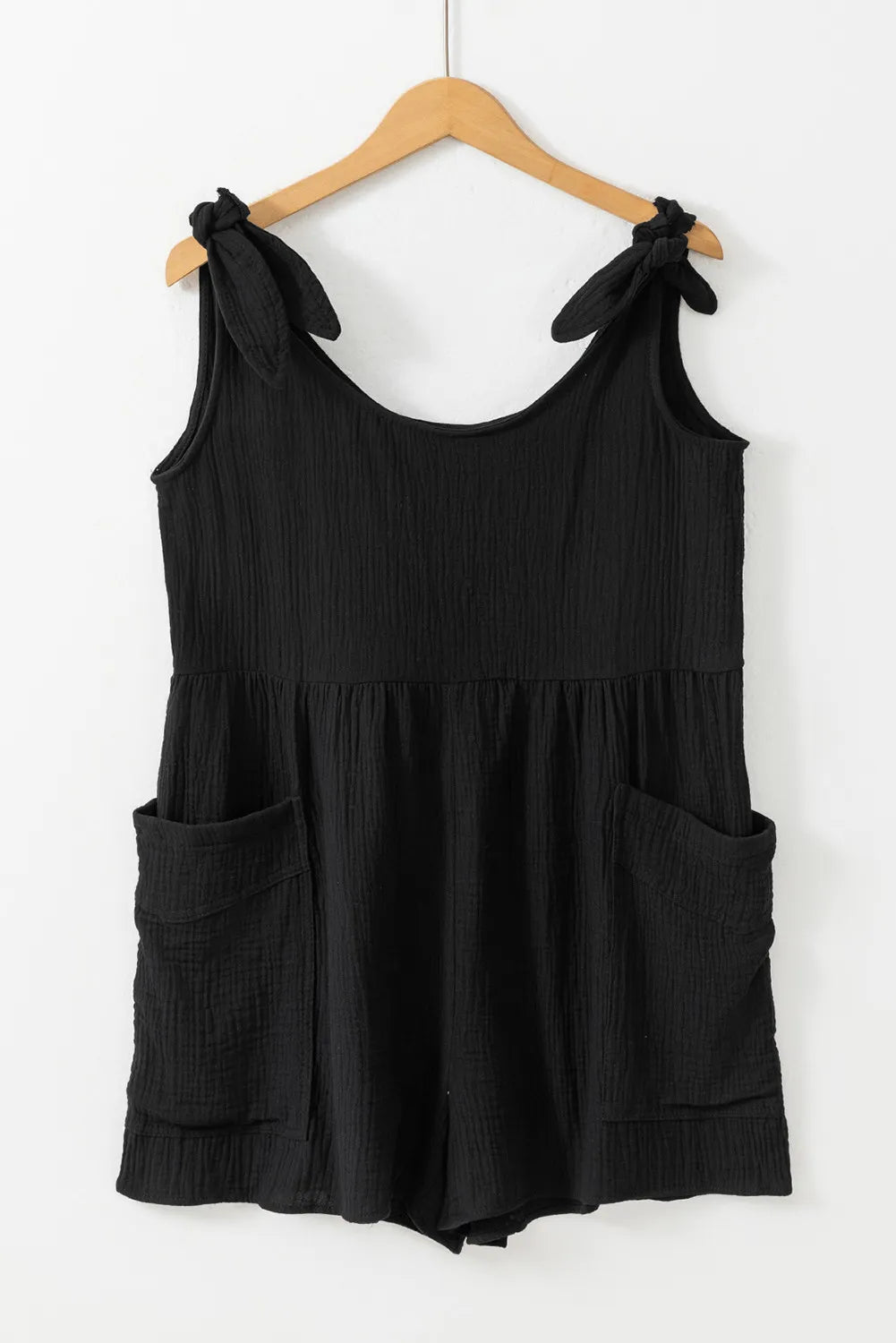 Scoop Neck Tie Shoulder Romper-Angel Casuals