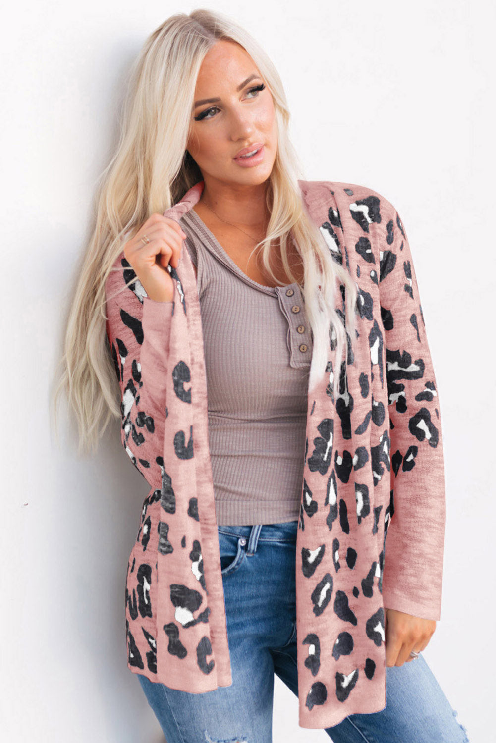 Printed Long Sleeve Cardigan-Angel Casuals