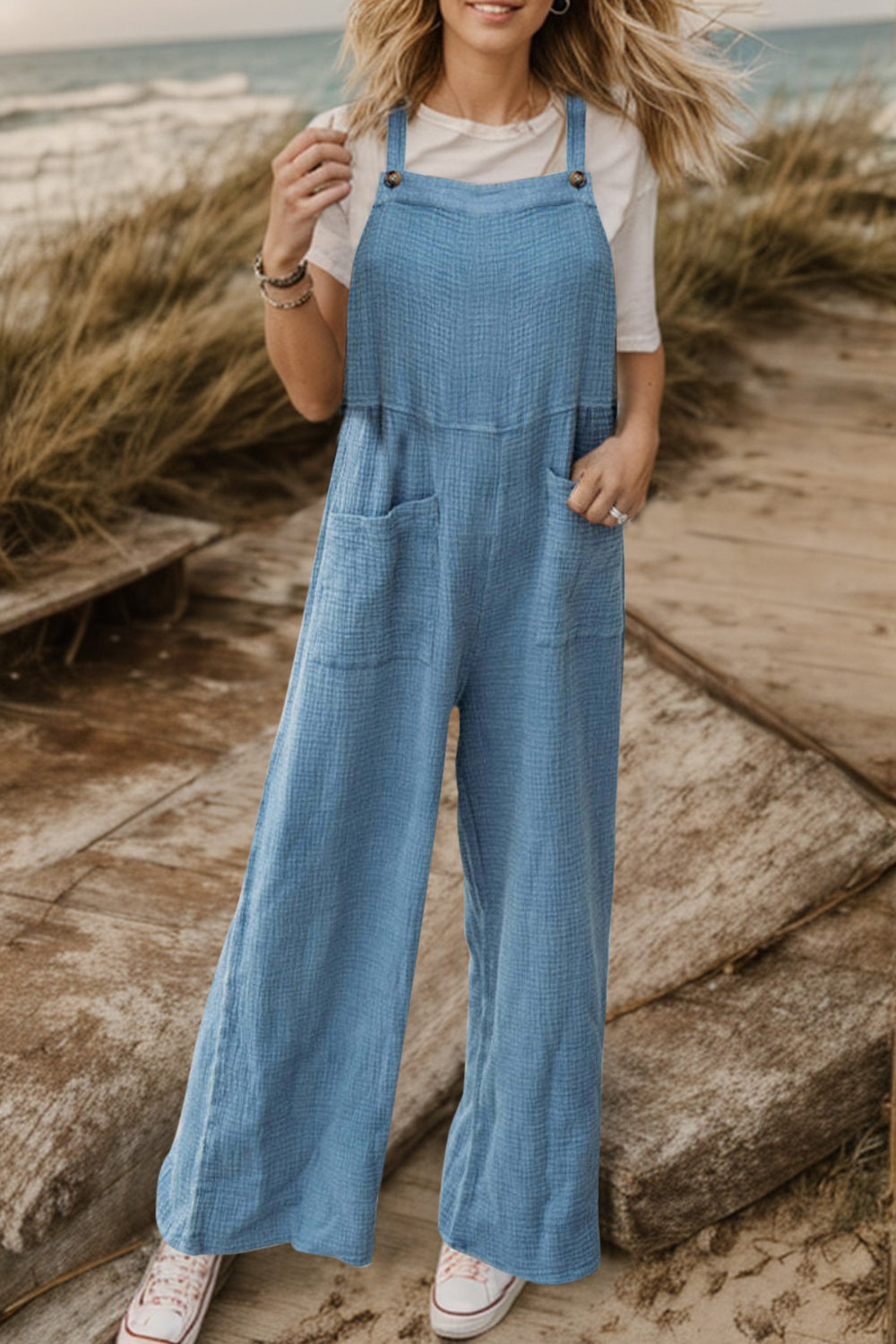 Full Size Wide Leg Front Pocket Jumpsuit-Angel Casuals