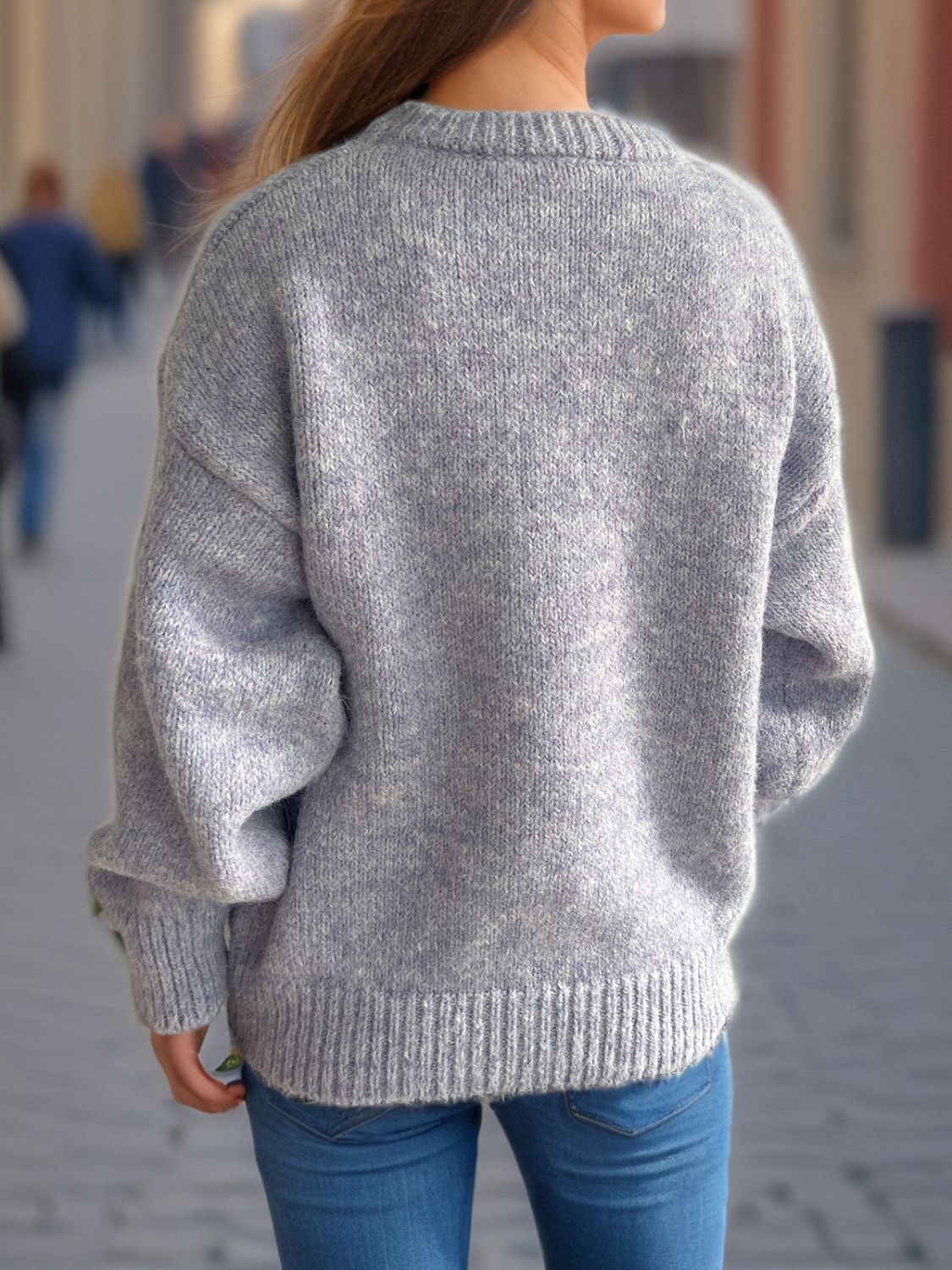 Round Neck Long Sleeve Sweater-Angel Casuals