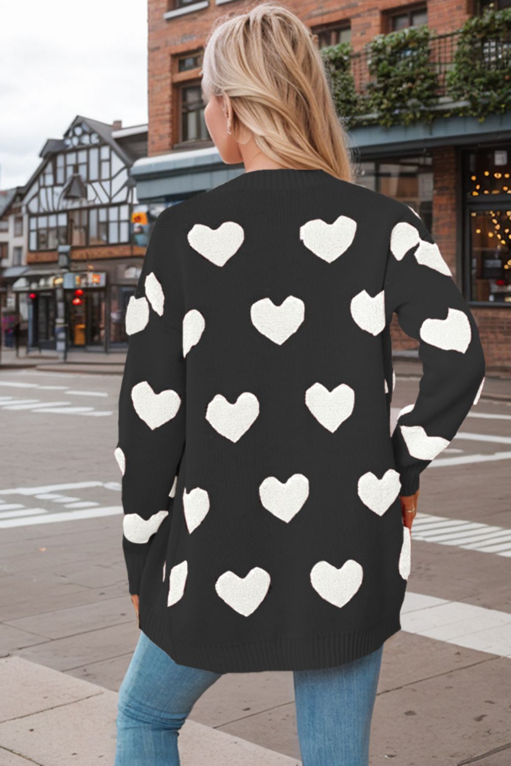 Heart Button Down Long Sleeve Cardigan-Angel Casuals