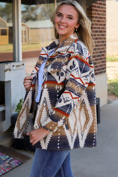 Printed Button Down Collared Jacket-Angel Casuals
