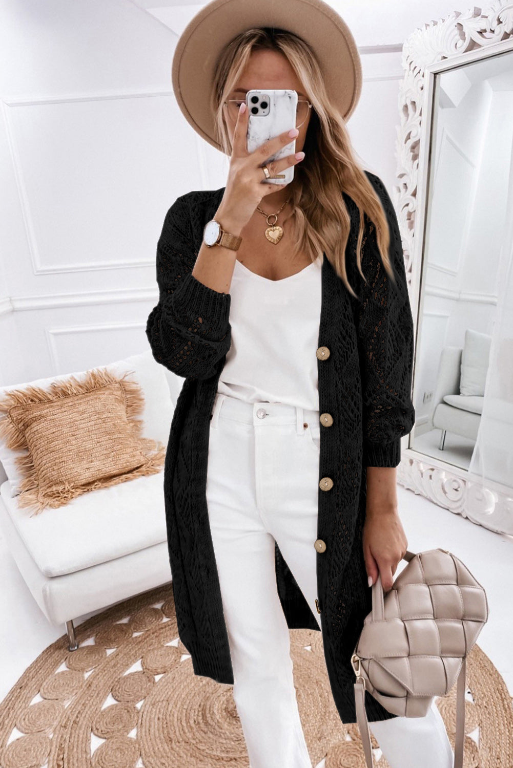 V-Neck Long Sleeve Cardigan-Angel Casuals