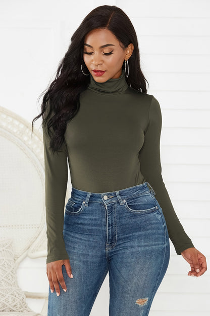 Turtleneck Long Sleeve Bodysuit-Angel Casuals