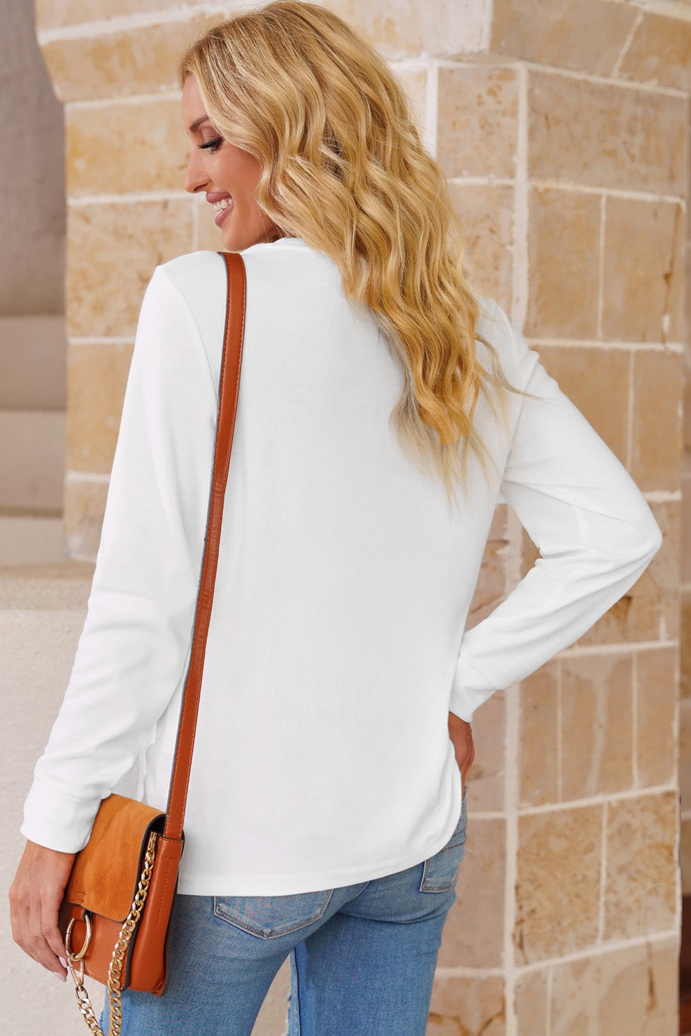 Round Neck Long Sleeve Top-Angel Casuals