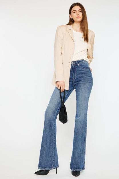 Kancan Cat's Whiskers High Waist Flare Jeans-Angel Casuals