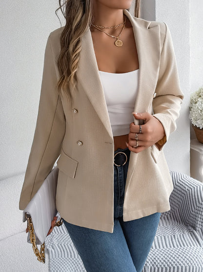 Decorative Pocket Flap Lapel Collar Long Sleeve Blazer-Angel Casuals