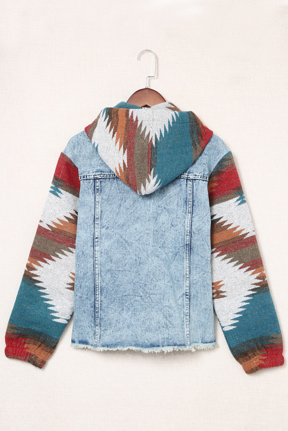 Drawstring Hooded Pocketed Denim Jacket-Angel Casuals
