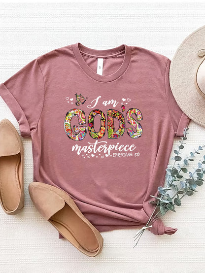 Letter Graphic Round Neck Short Sleeve T-Shirt-Angel Casuals