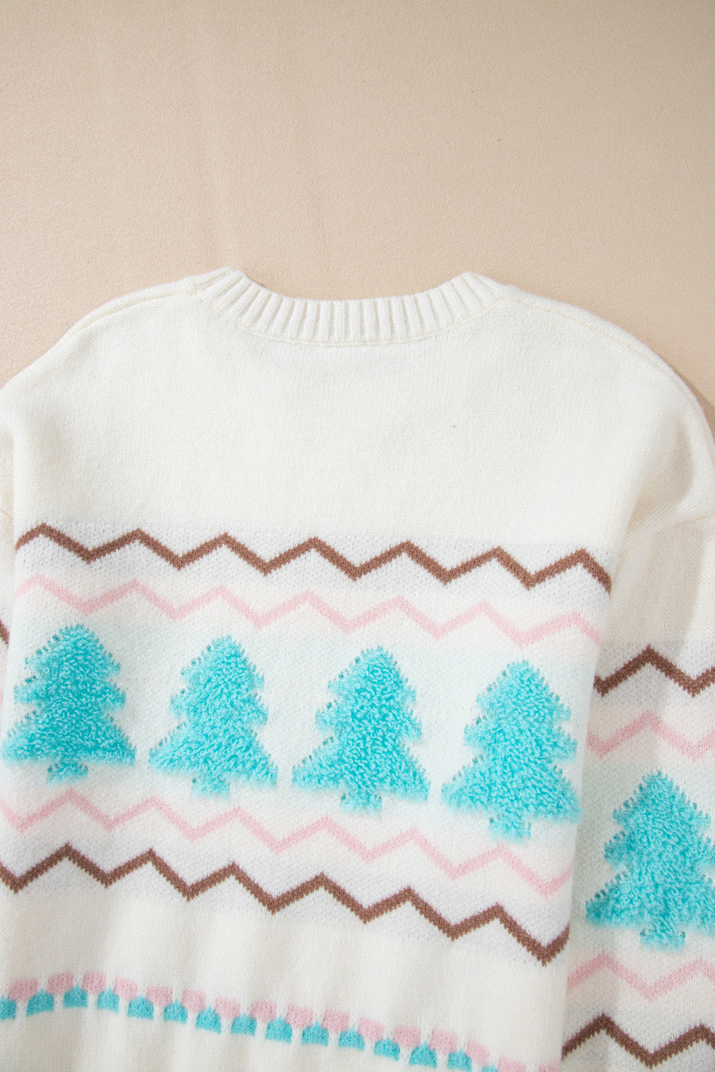 Christmas Tree Ribbed Hem Dropped Shoulder Sweater-Angel Casuals