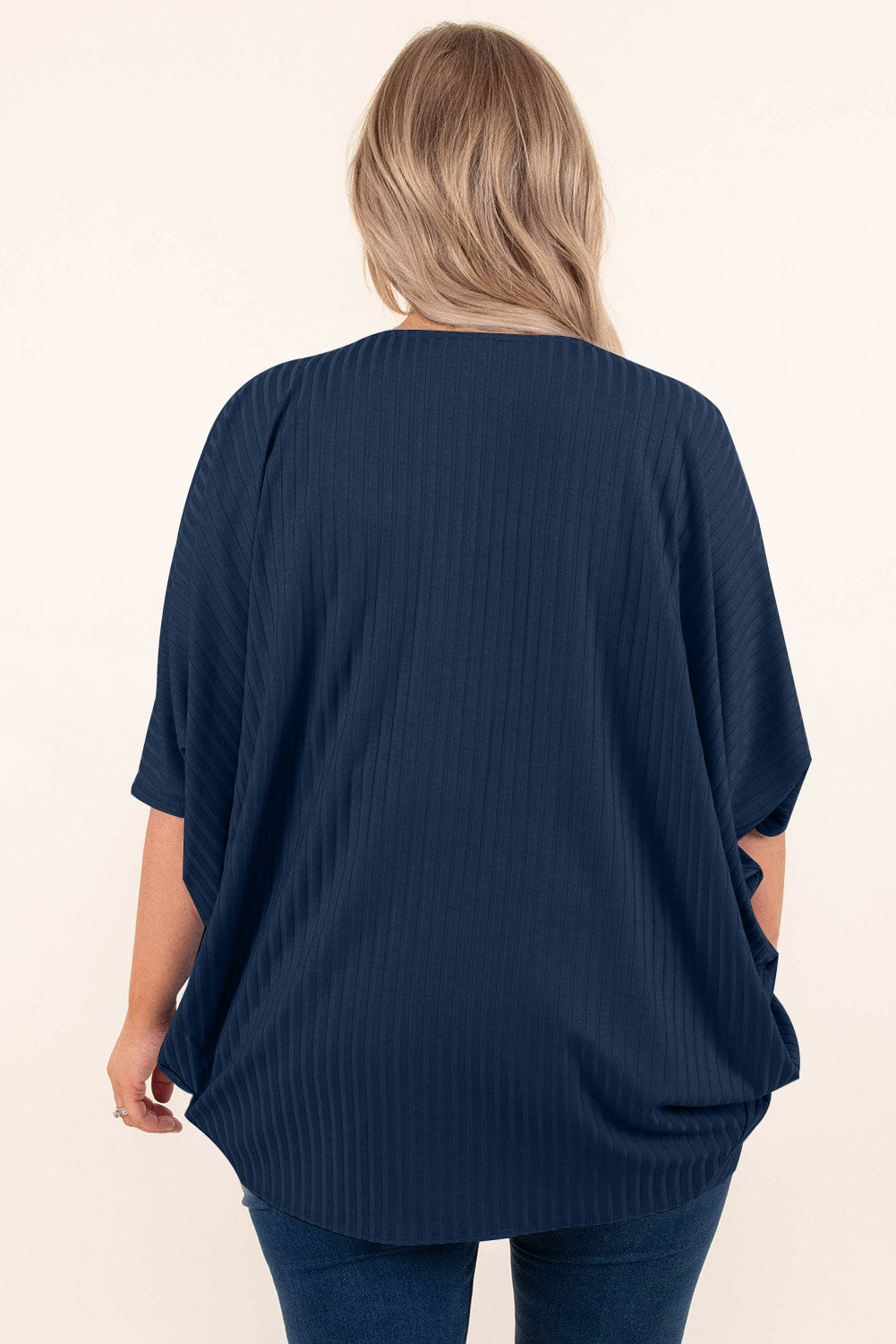 Plus Size Ribbed Cocoon Cover Up-Angel Casuals