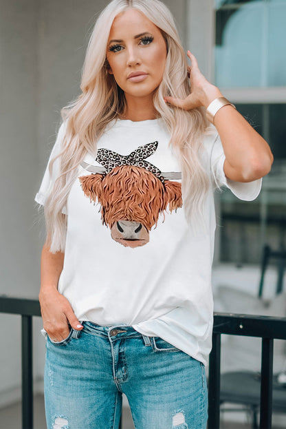 Animal Graphic Round Neck T-Shirt-Angel Casuals