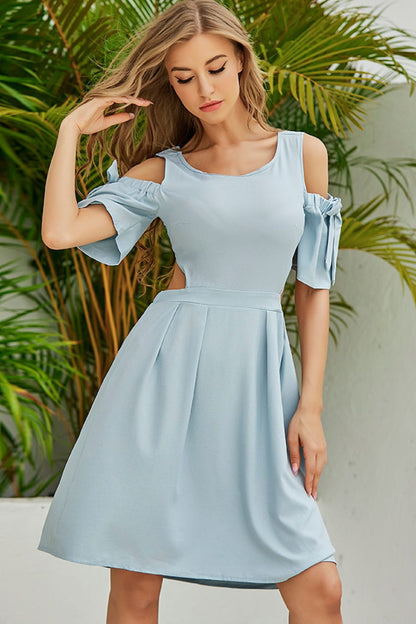 Cutout Tied Cold-Shoulder Dress-Angel Casuals