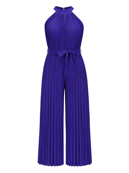 Cutout Tied Pleated Sleeveless Jumpsuit-Angel Casuals