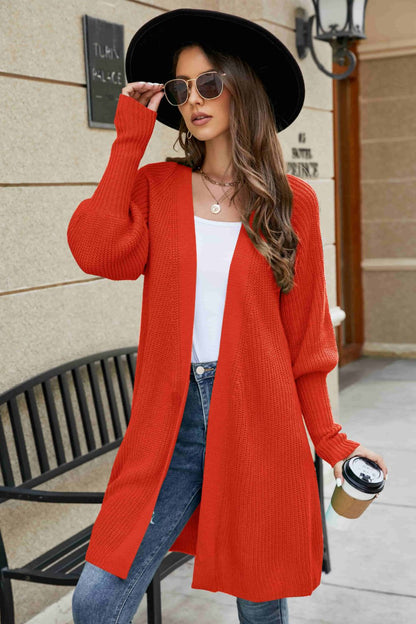 Open Front Lantern Sleeve Cardigan-Angel Casuals