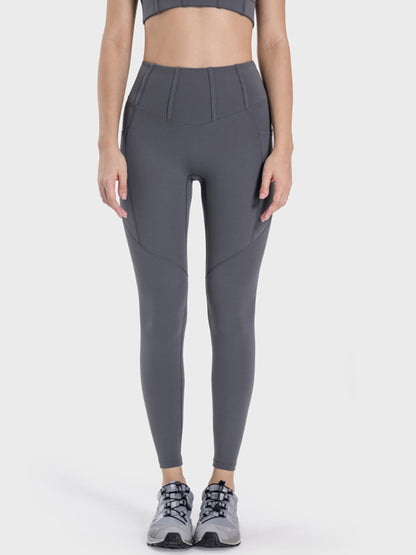 Pocketed High Waist Active Leggings-Angel Casuals