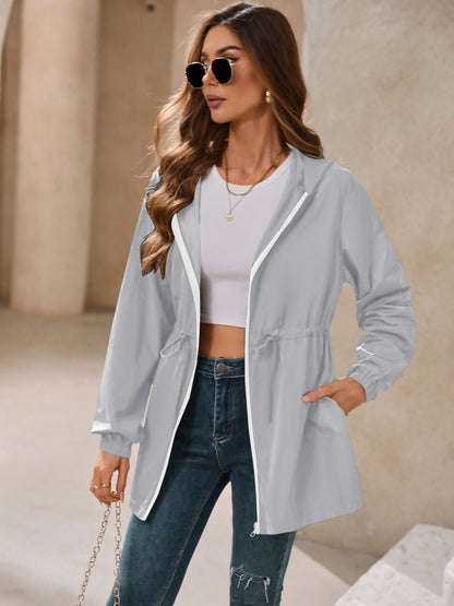 Ivy Lane Outdoor Waterproof Long Sleeve Hooded Windbreaker-Angel Casuals