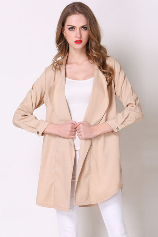 Full Size Open Front Longline Trench Coat-Angel Casuals