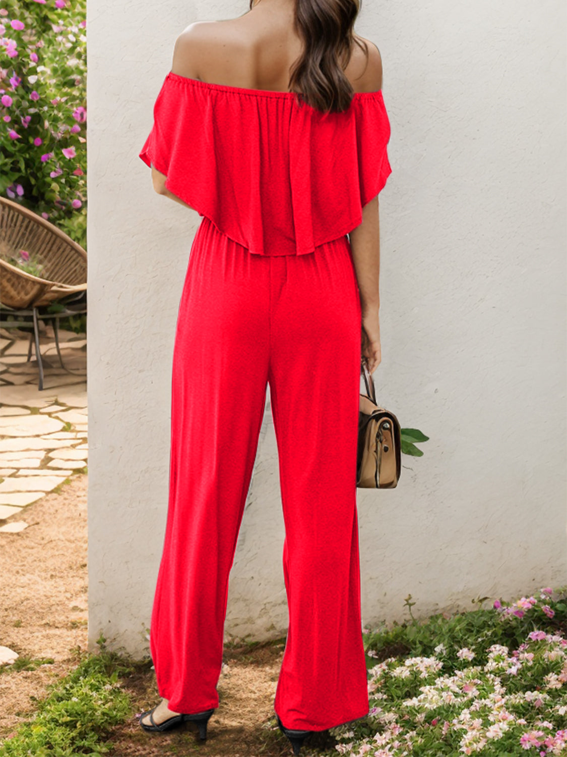 Off-Shoulder Wide Leg Jumpsuit-Angel Casuals