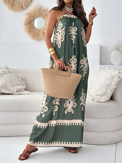 Printed Spaghetti Strap Sleeveless Maxi Dress-Angel Casuals