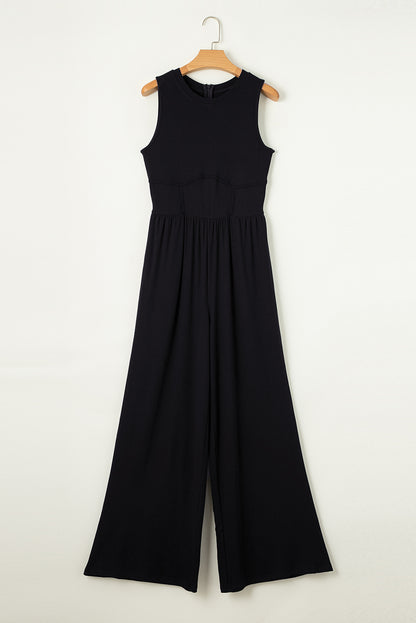 Round Neck Sleeveless Jumpsuit-Angel Casuals