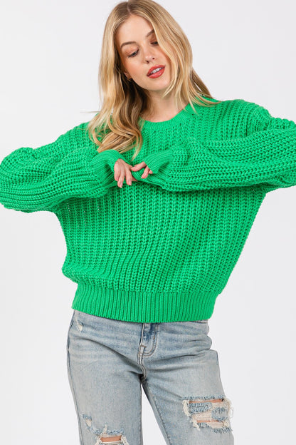 SAGE + FIG Round Neck Drop Shoulder Sweater-Angel Casuals