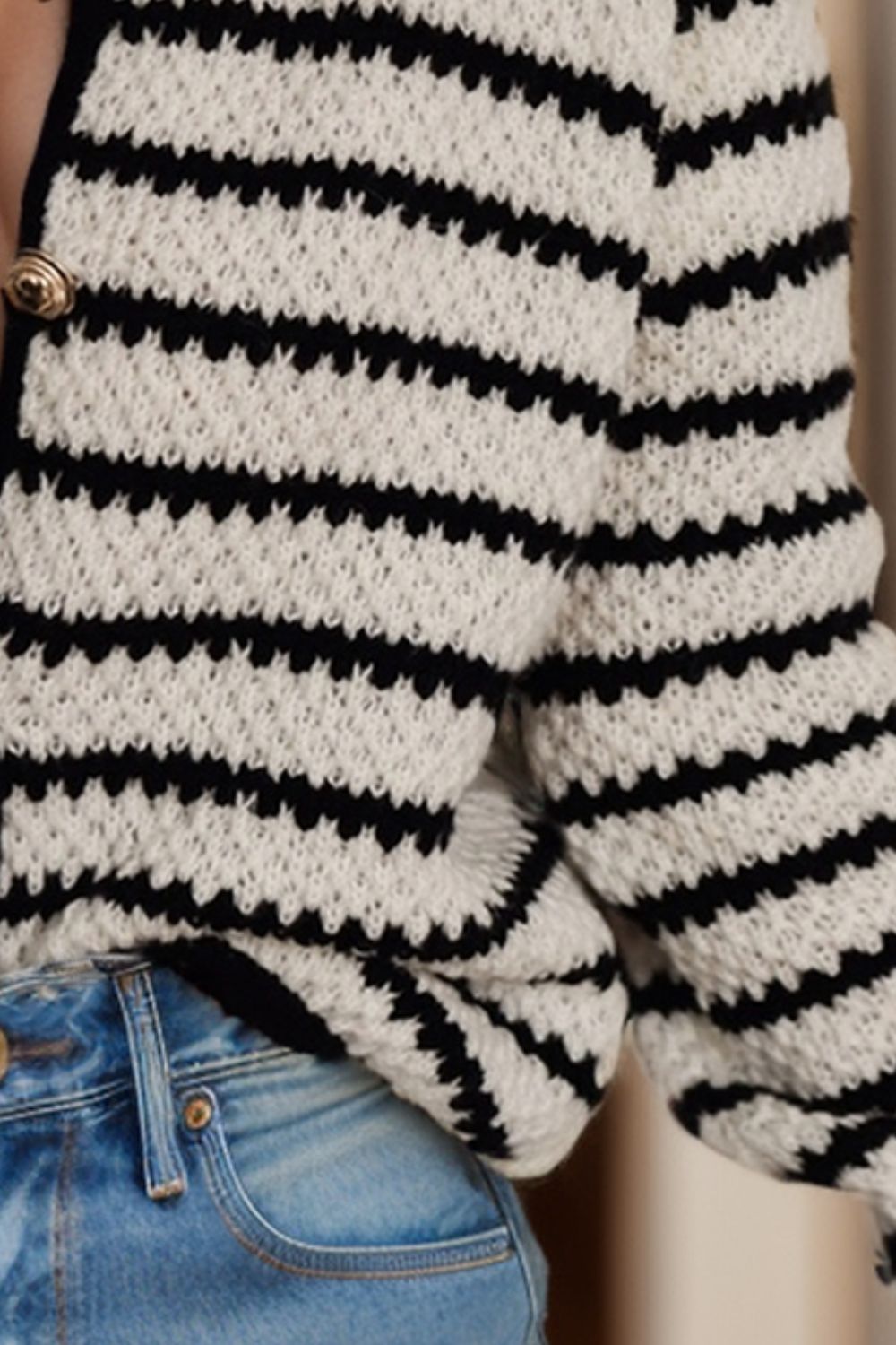 Striped Button Up Long Sleeve Cardigan-Angel Casuals