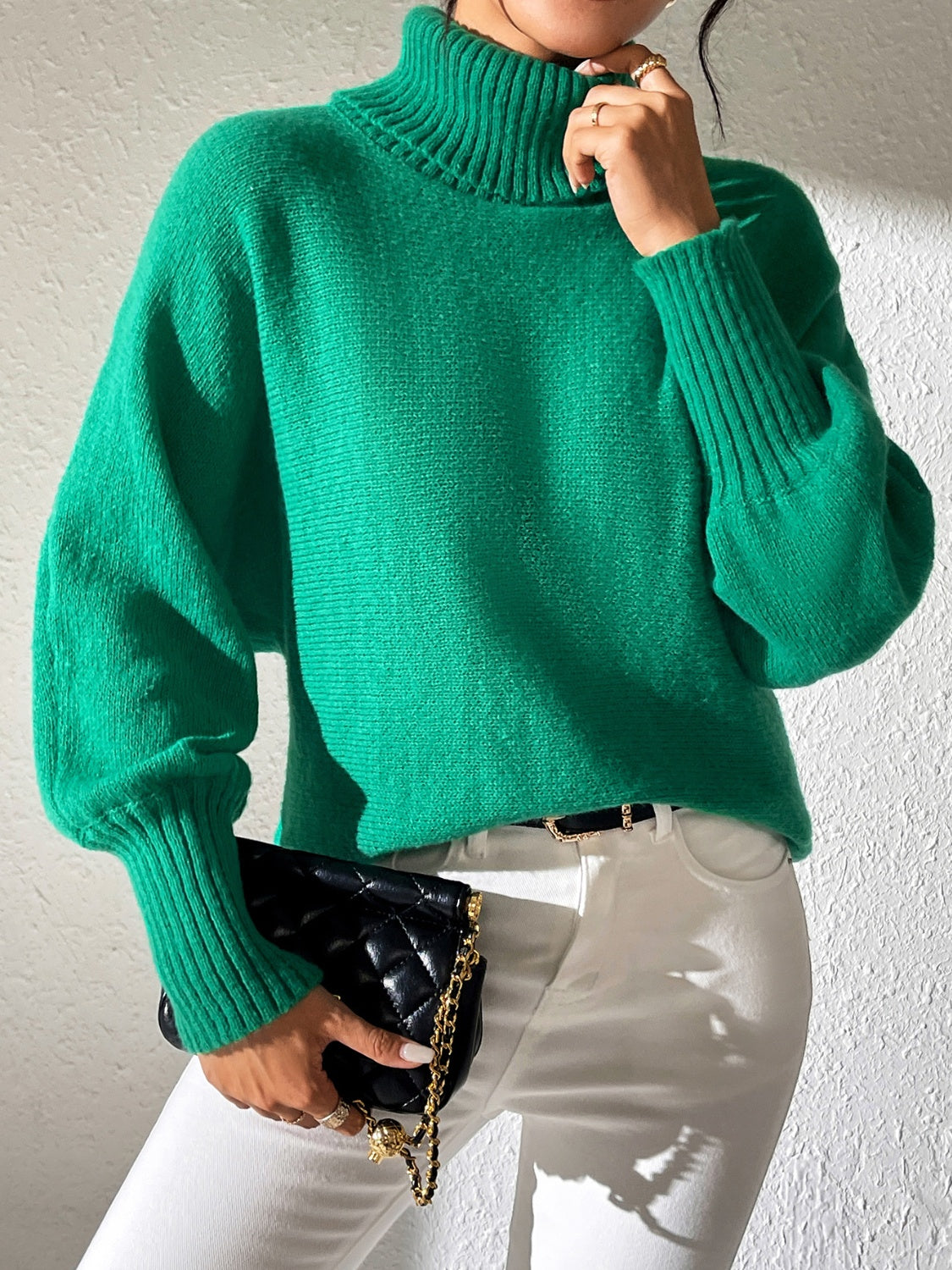 Turtleneck Long Sleeve Sweater-Angel Casuals