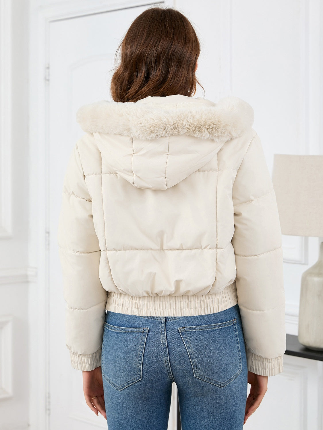 Pocketed Long Sleeve Cropped Hooded Winter Coat-Angel Casuals