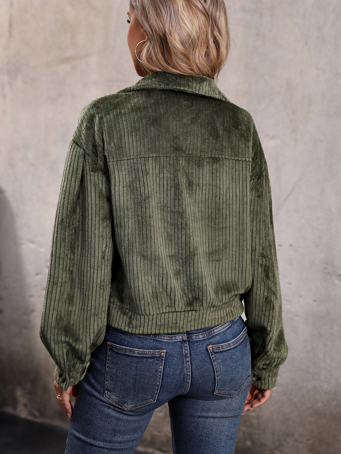 Perfee Collared Neck Button Front Jacket with Pockets-Angel Casuals