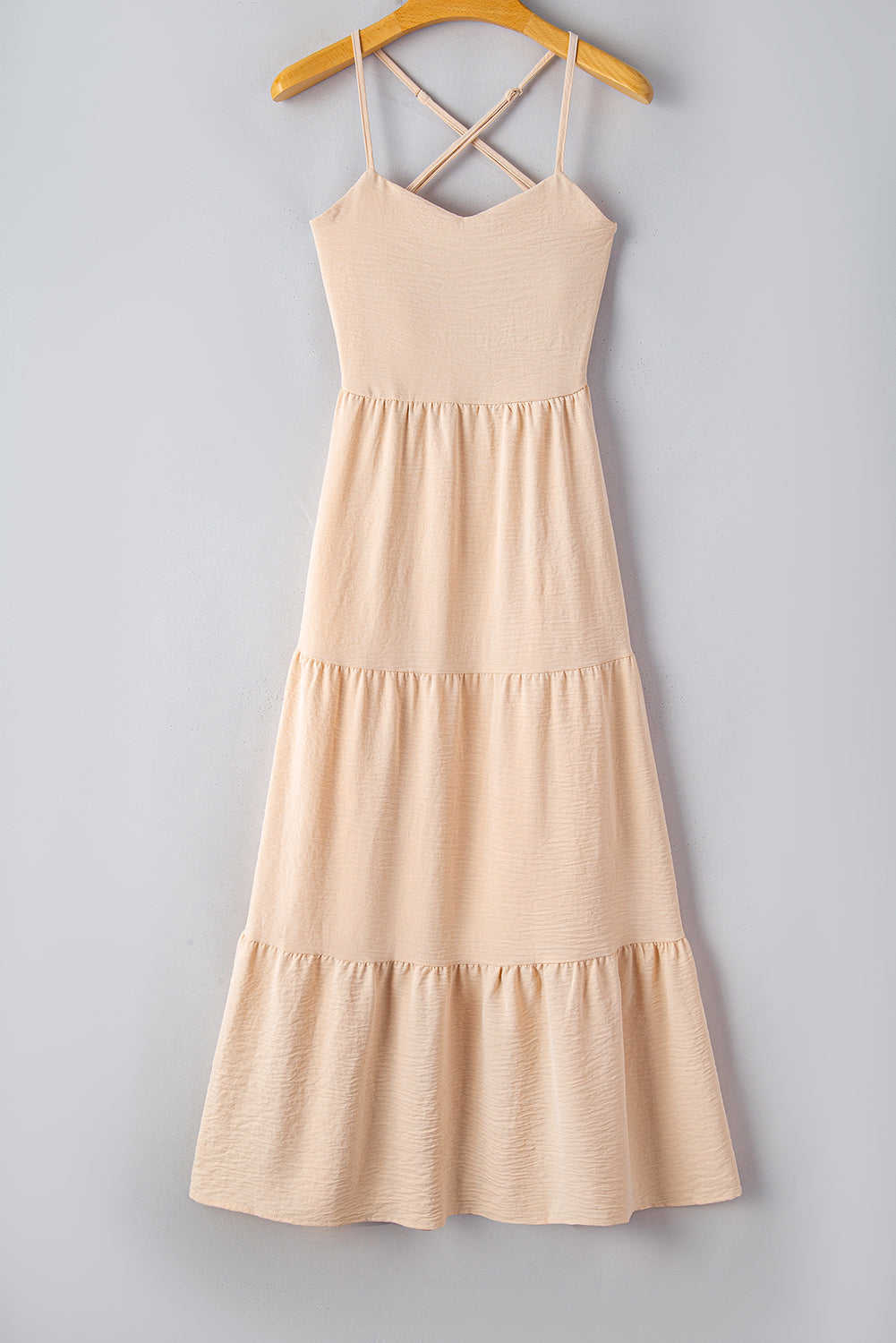 Tiered Crisscross Spaghetti Strap Dress-Angel Casuals