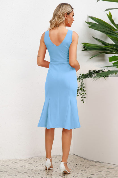 Wide Strap Wrap Fishtail Dress-Angel Casuals