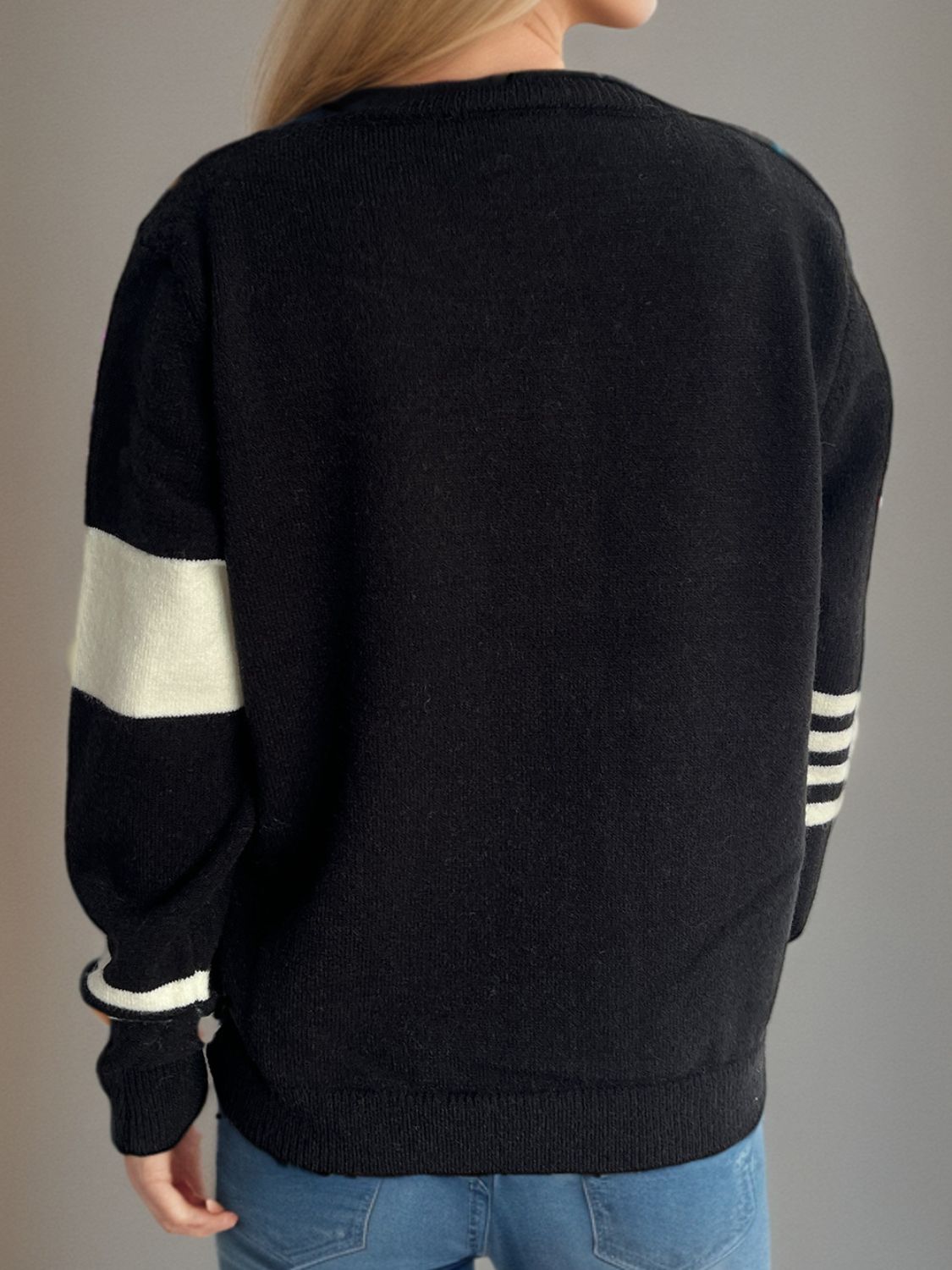 Striped Color Block Round Neck Cardigan-Angel Casuals