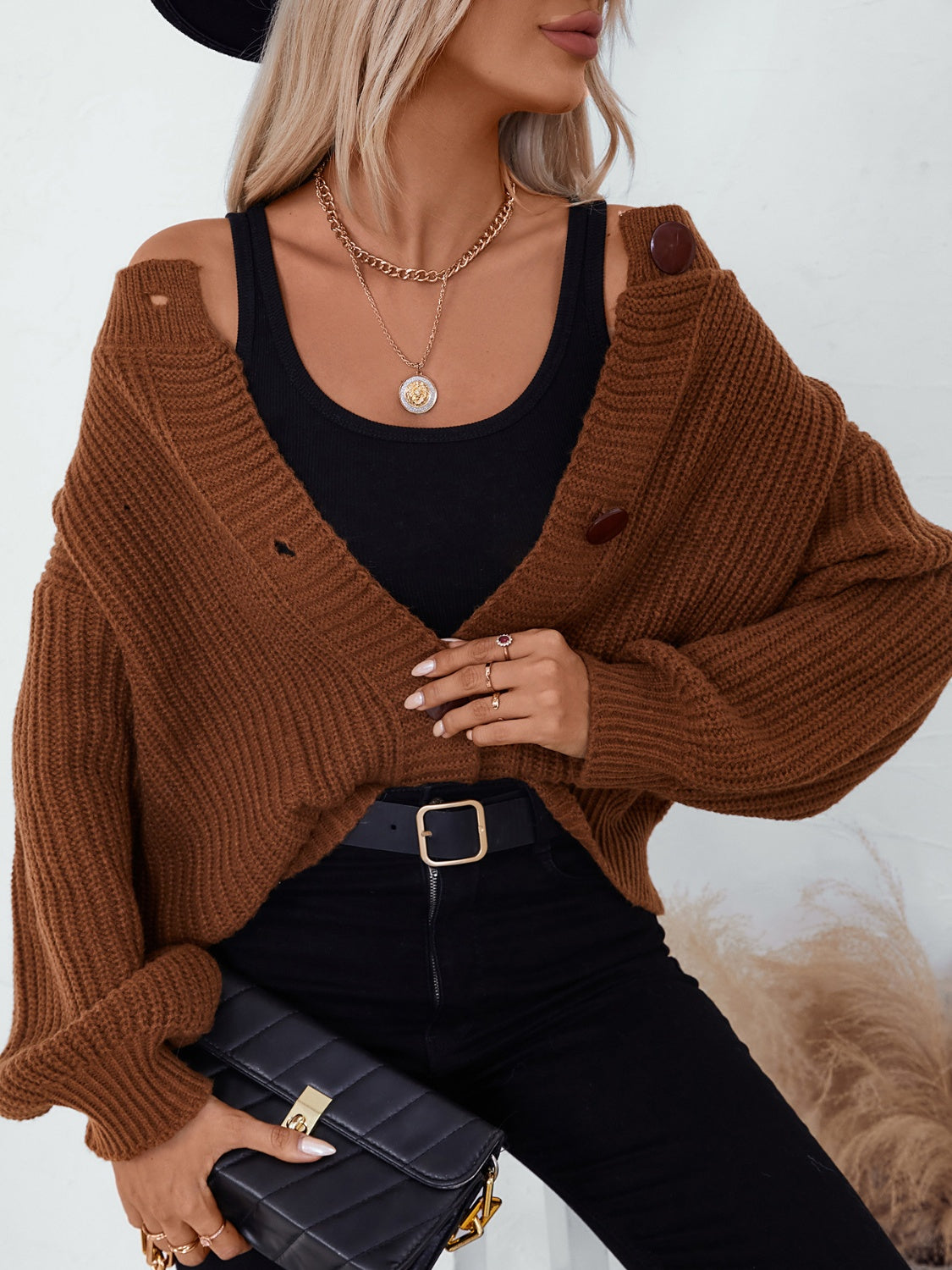 Button Down Long Sleeve Cardigan-Angel Casuals